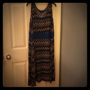 Blue Geometric Sleeveless Dress